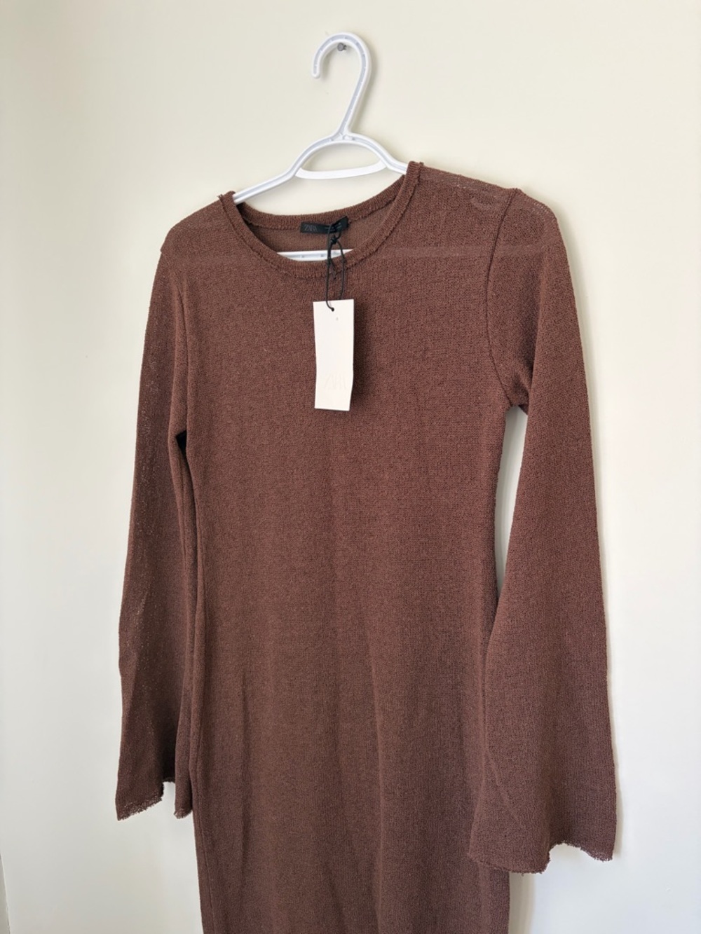 Zara Brown Long-Sleeve Maxi Dress - Picture 3 of 8